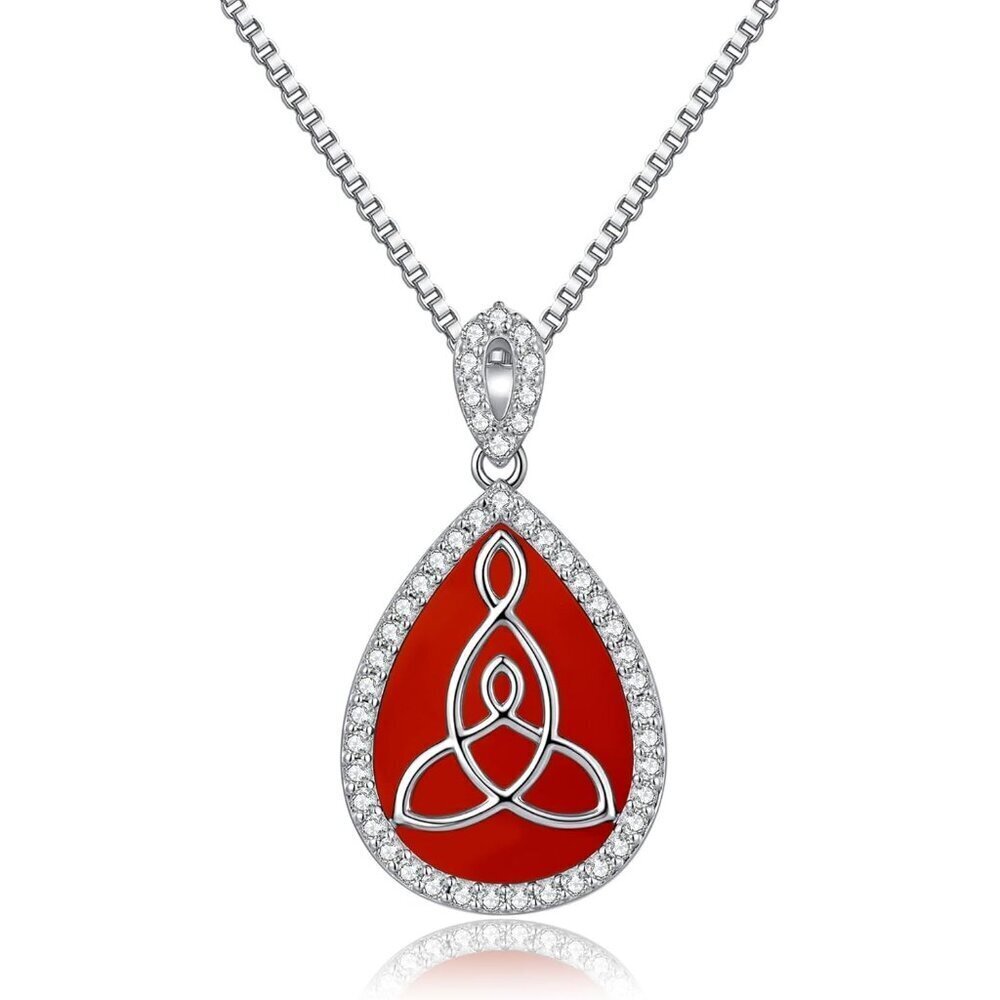 🆕Women Sliver Knot Necklace Sterling Triquetra Triangle Pendant Irish Jewelry